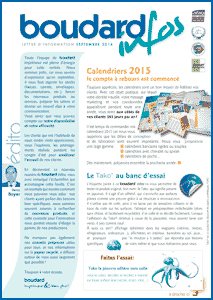 Septembre 2014 - les calendriers - Le Tako - ECOFOLIO - calculateur environnemental - papiers recyclés - les fonds perdus - la couleur bleue